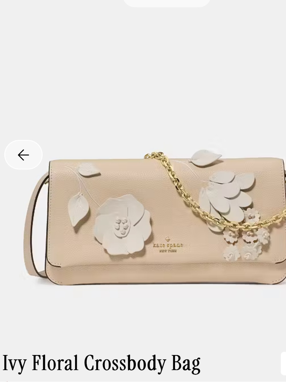 kate spade Gorgeous Ivy Floral Appliqué Crossbody with Gold Chain